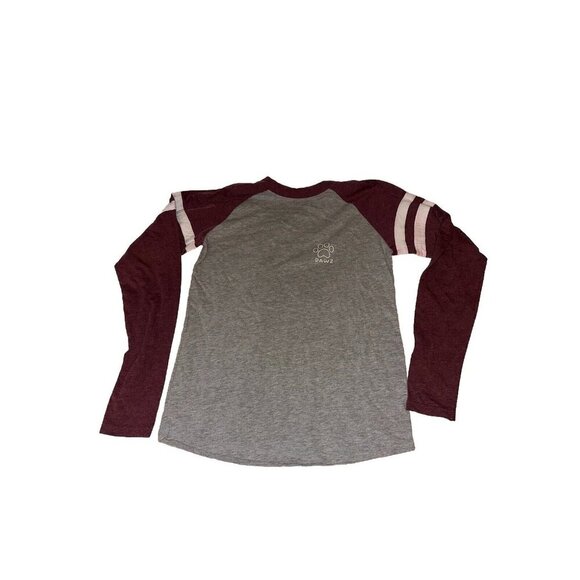 Pawz Shirt Women's Small White Paw Print Long Sleeve Stripe Animal Raglan - Picture 2 of 4